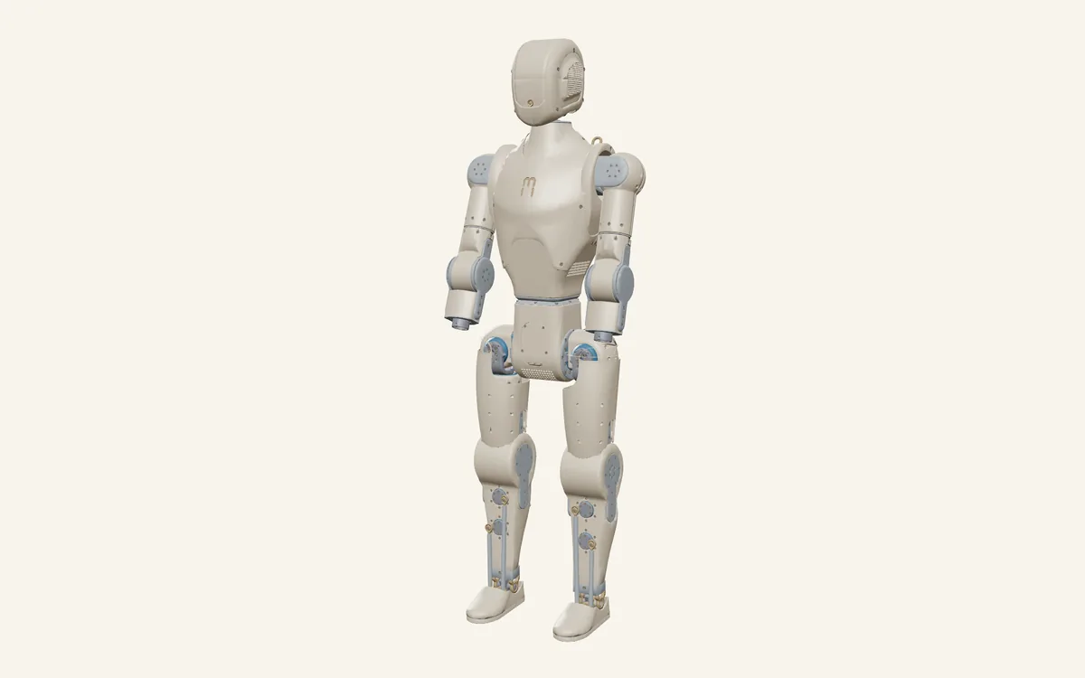 The Asimov humanoid exploded into its structure, actuators and fasteners